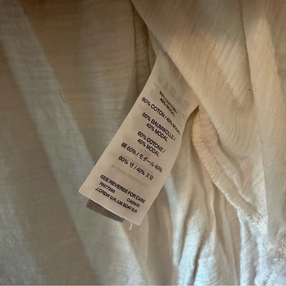 XL JCrew scoop neck white 3/4 length sleeve shirt with floral detail - Picture 3 of 6